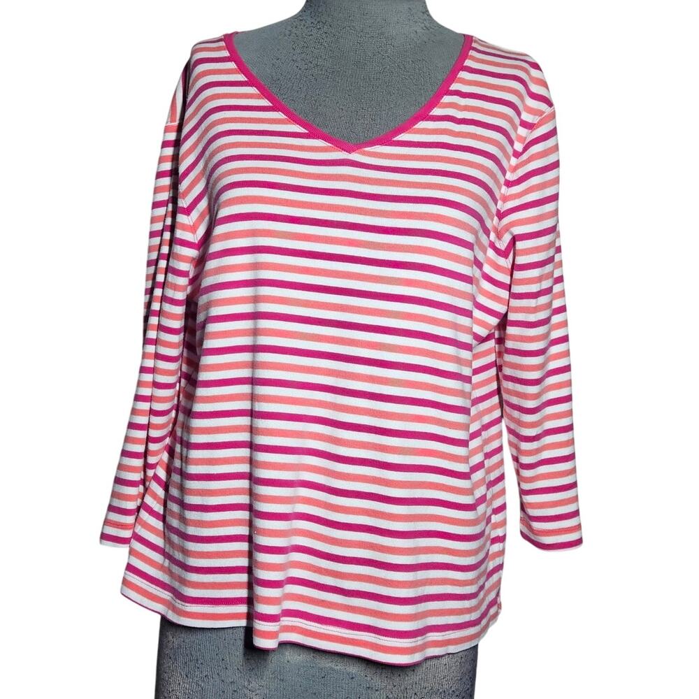 Cotton Stripped V Neck Tee Size XL
